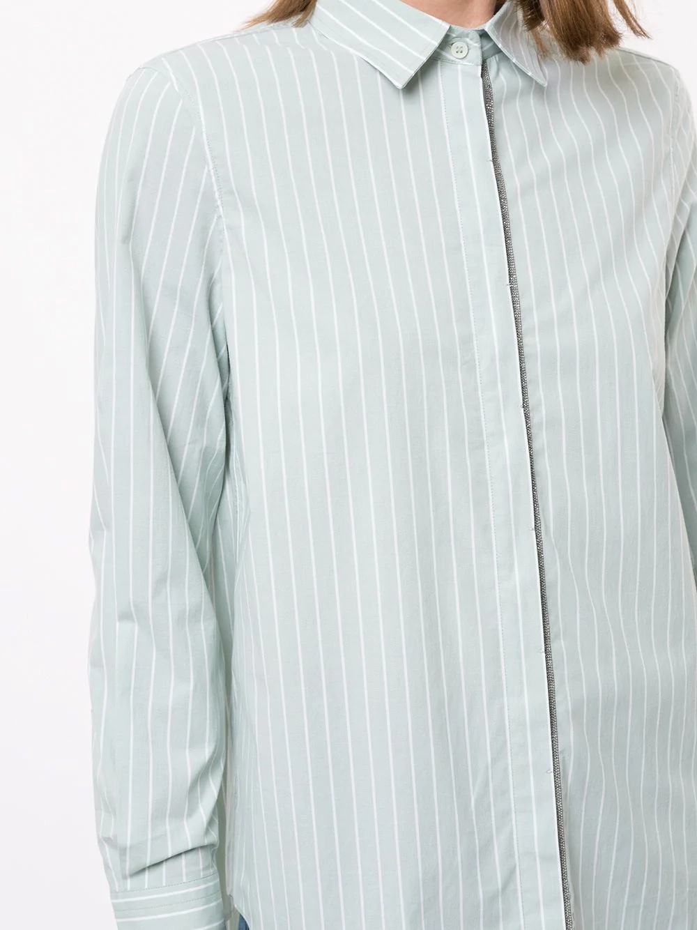 stripe-print metal detail shirt - 5