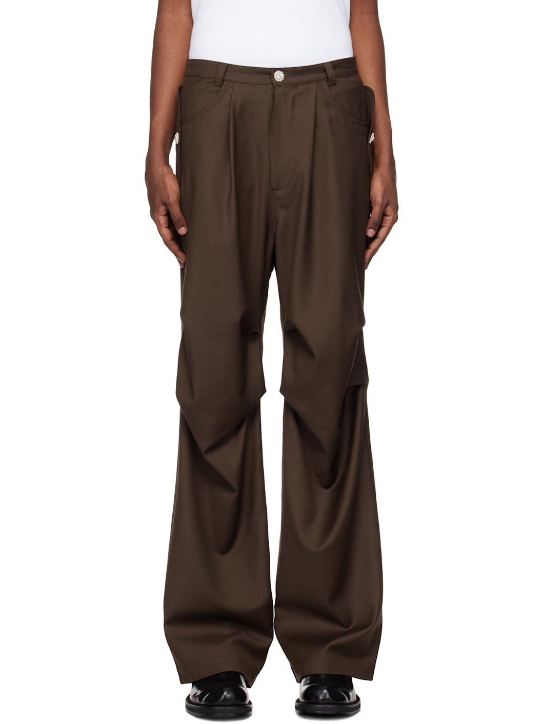 Brown Parachute Trousers - 1