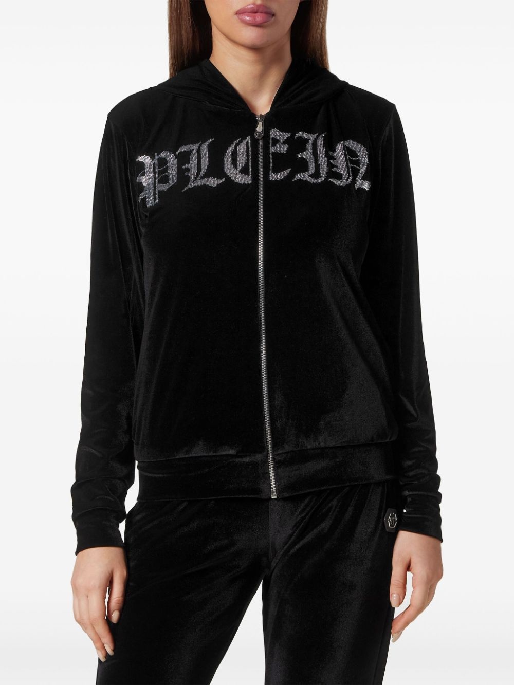 logo-embellished zip-up hoodie - 3