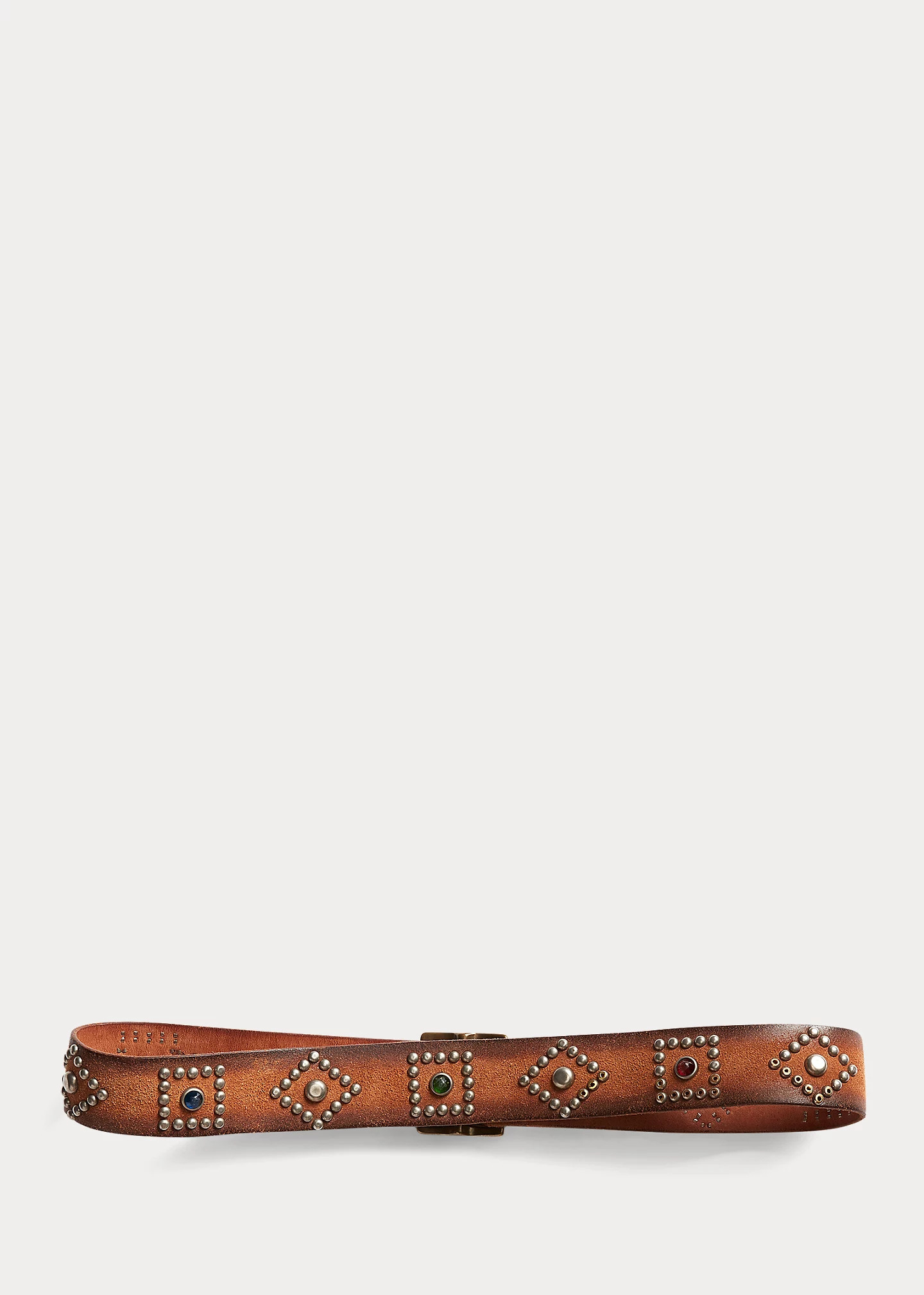 Studded Roughout Leather Belt - 6