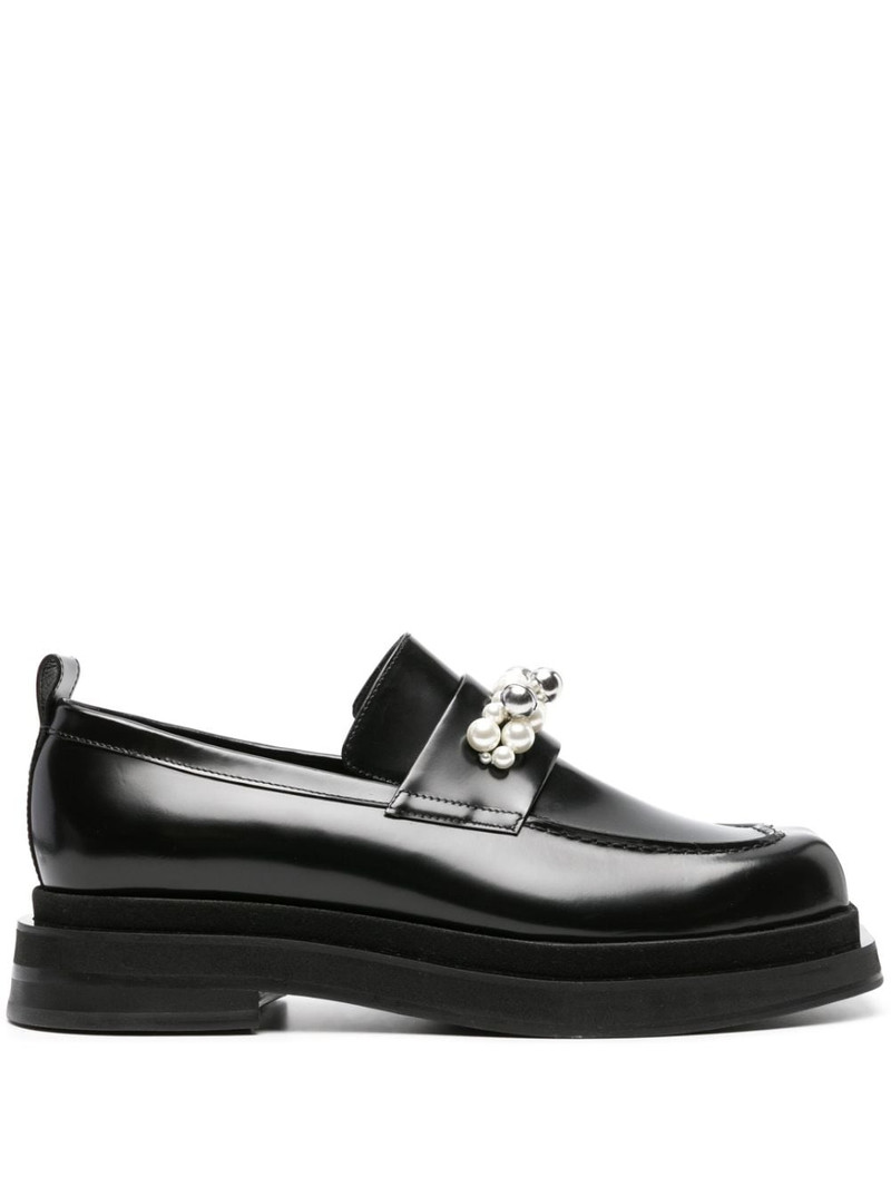 pearl-detail leather loafers 1