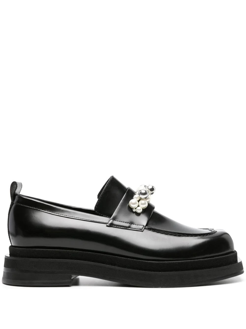 pearl-detail leather loafers - 1