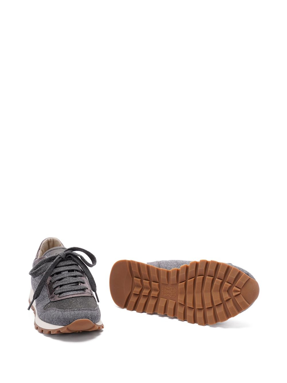 textured lace-up sneakers - 5