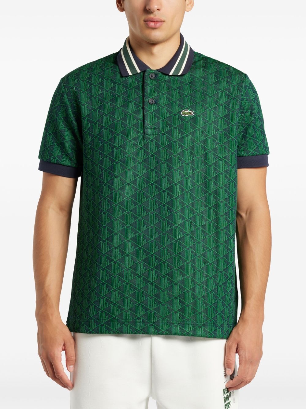 geometric pattern logo-appliquÃ© polo shirt - 3