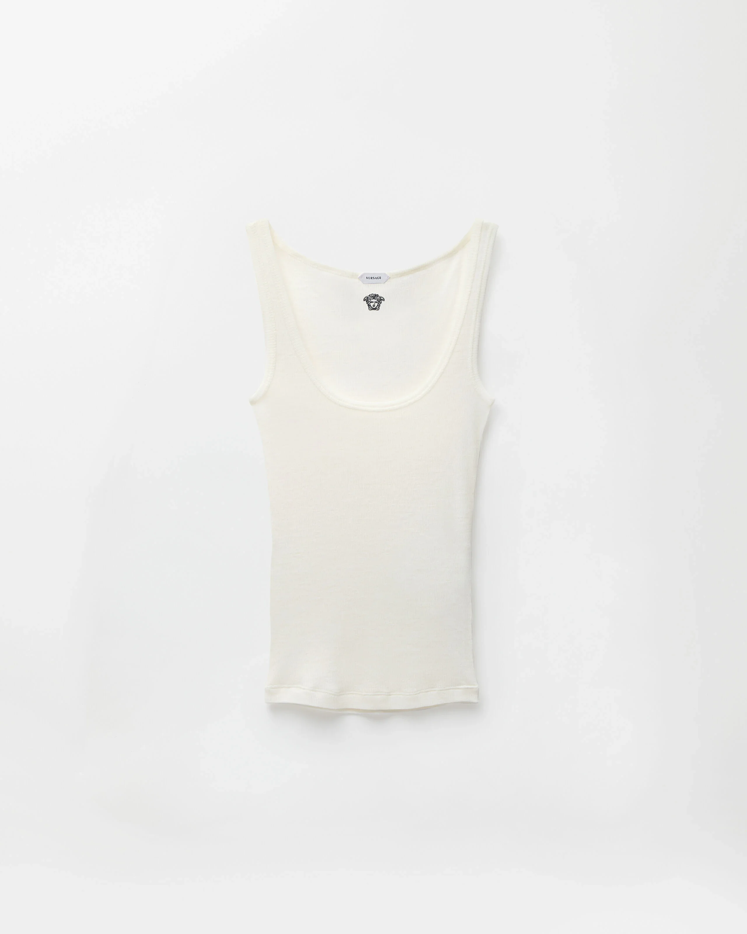 Embroidered Ribbed Wool Tank Top - 1