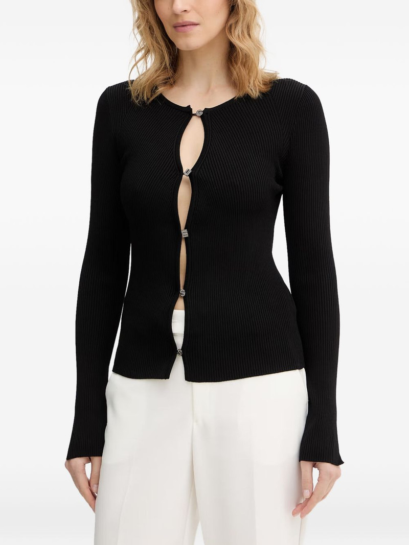 ribbed-knit long-sleeved cardigan 1