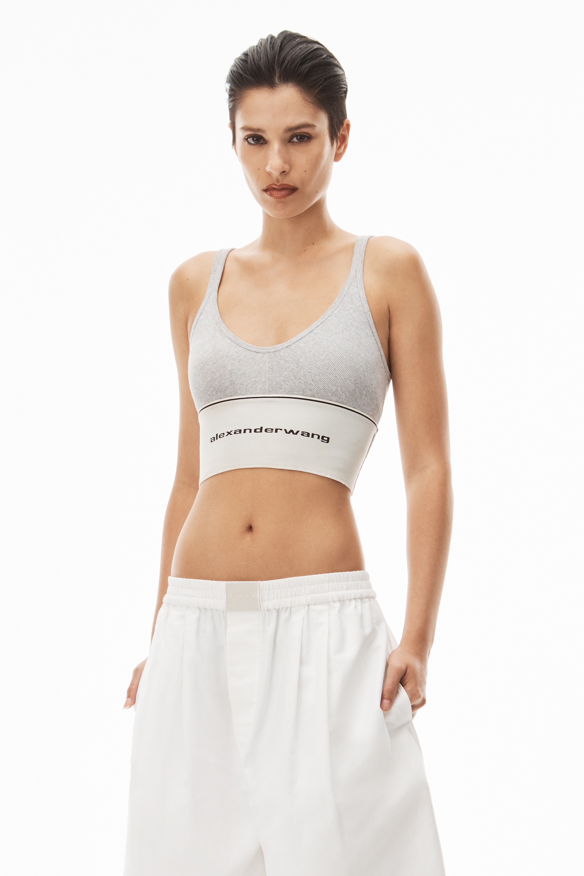 LOGO ELASTIC BRA IN RIBBED JERSEY - 2