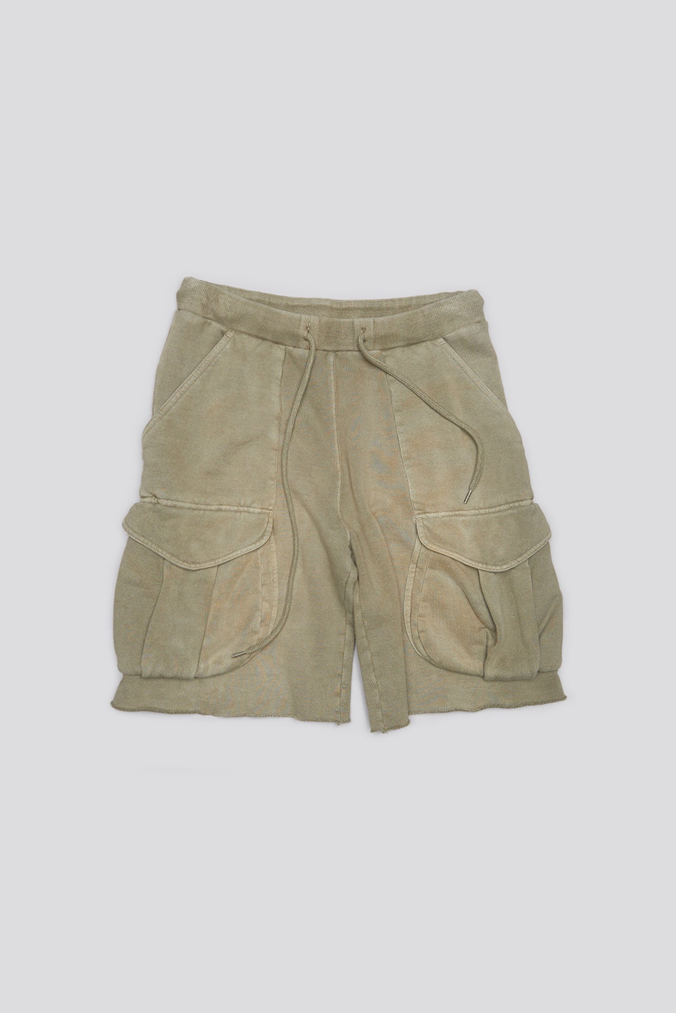 MULTIPOCKET RELAXED SWEATSHORTS - FADED OLIVE - 4