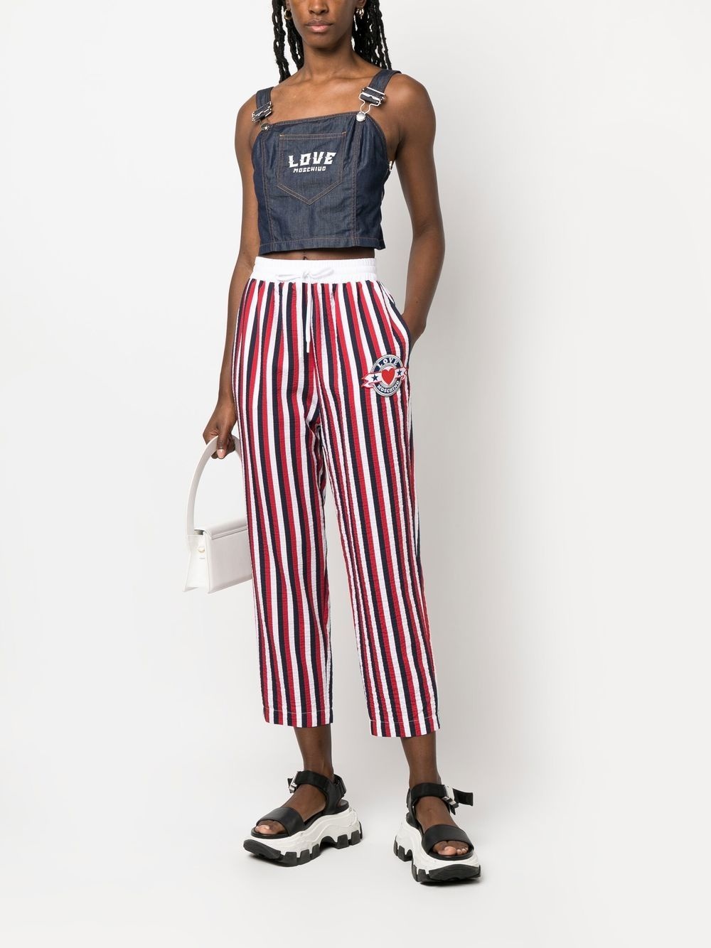 logo-print denim top - 2