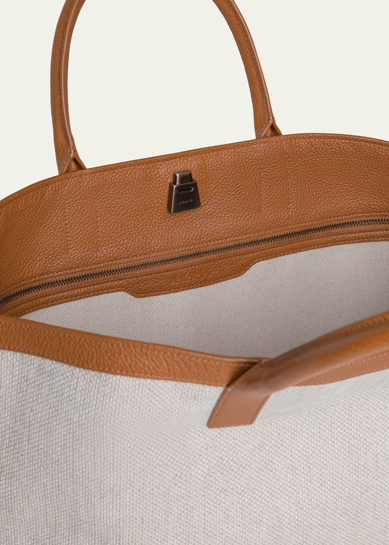 AKRIS Ai Canvas & Leather Tote Bag outlook