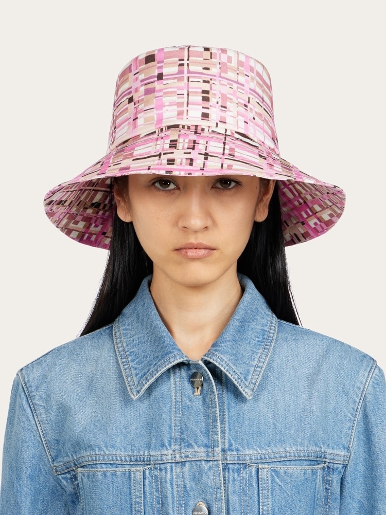 CHECK PRINT BUCKET HAT - 3