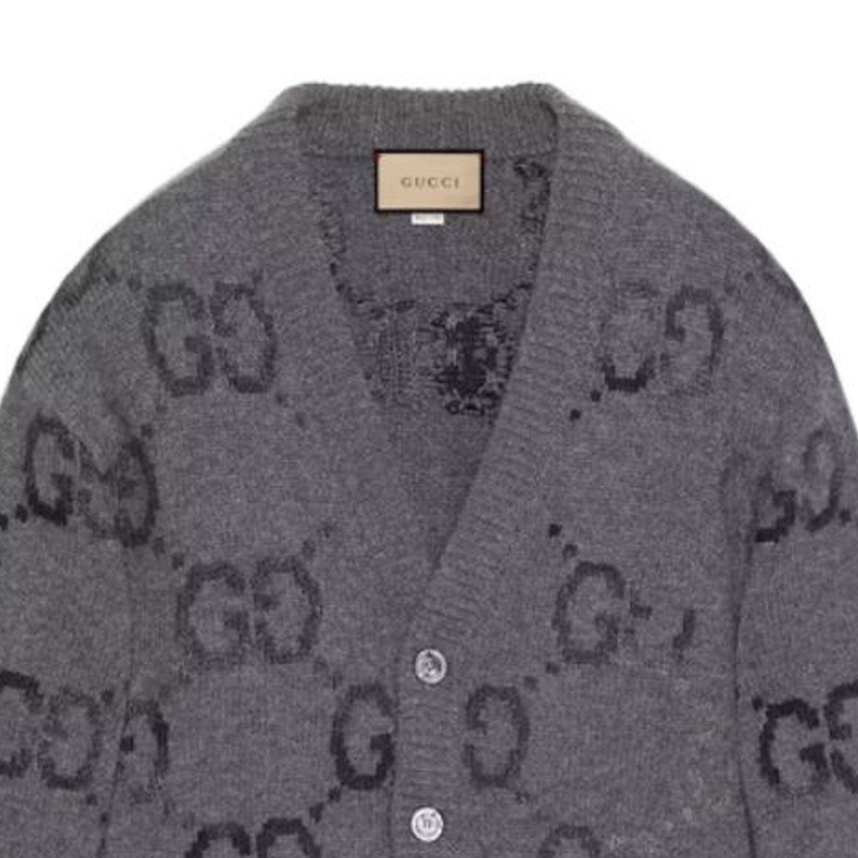 Gucci Wool Cardigan With GG Intarsia 'Grey' 770507-XKDSJ-1128 - 6