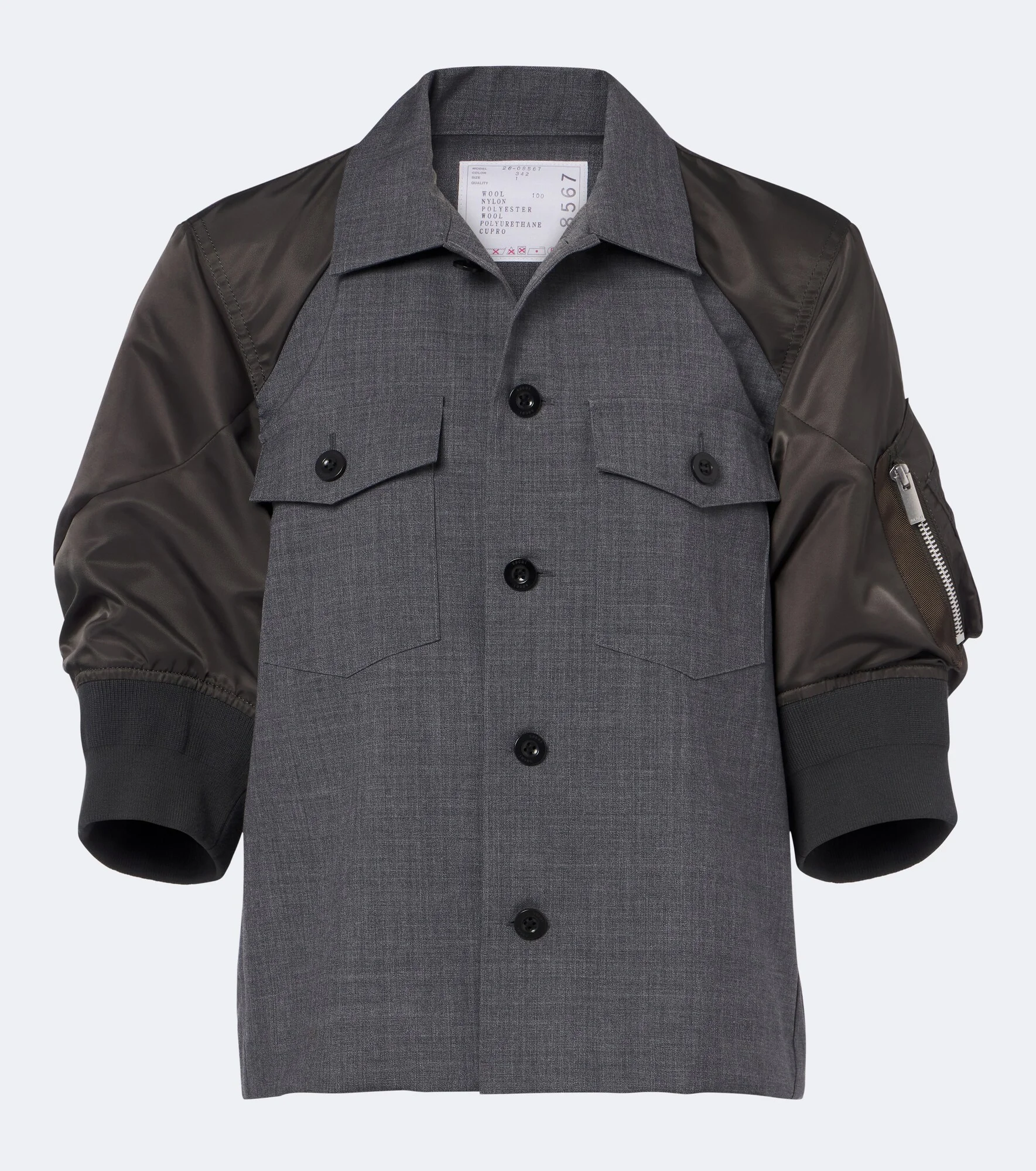 Wool twill and technical jacket - 1