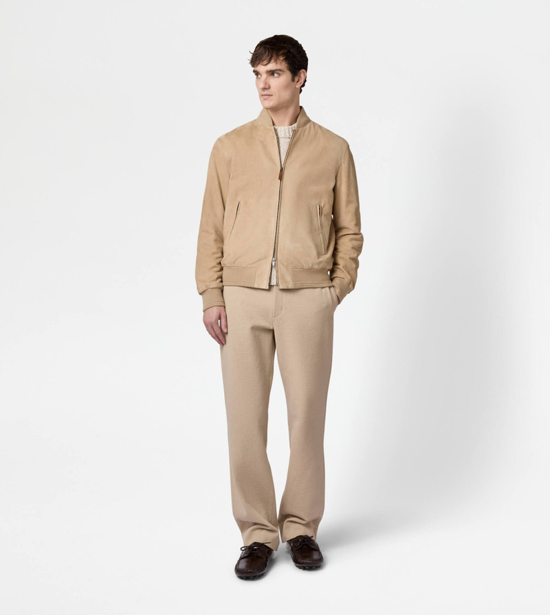 Tod's PASHMY BOMBER JACKET IN SUEDE - BEIGE outlook