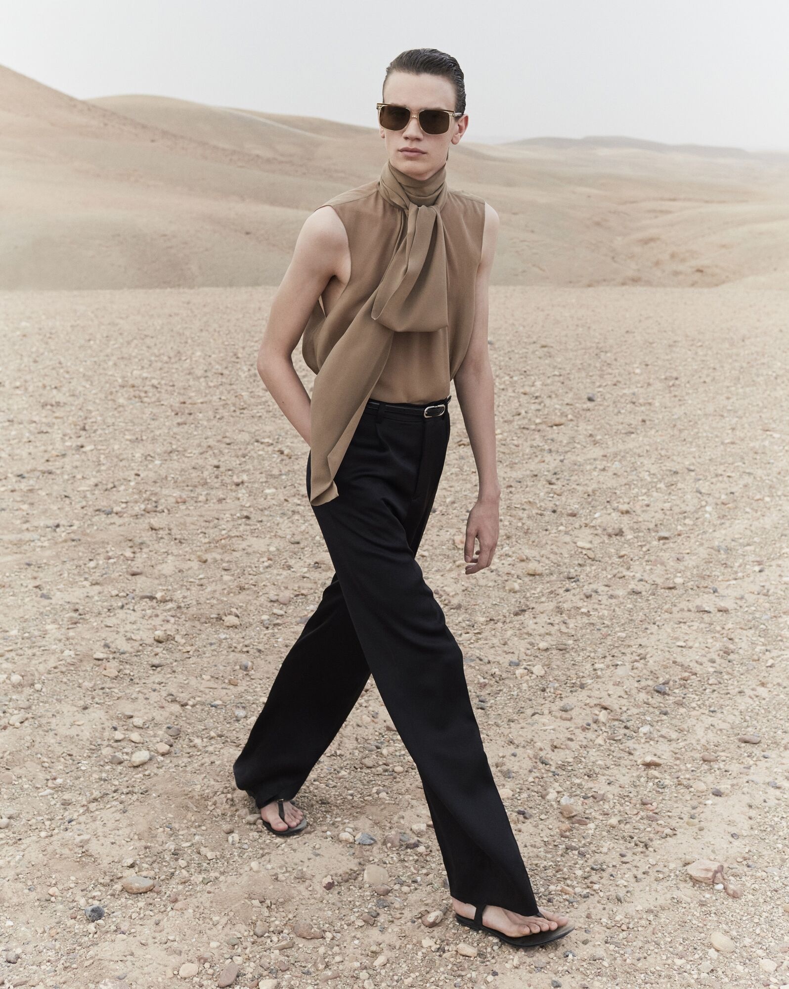 lavallière-neck blouse in silk georgette - 2