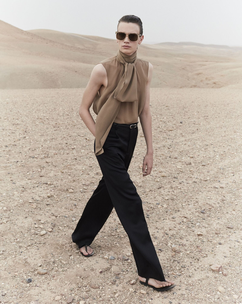 SAINT LAURENT lavallière-neck blouse in silk georgette outlook