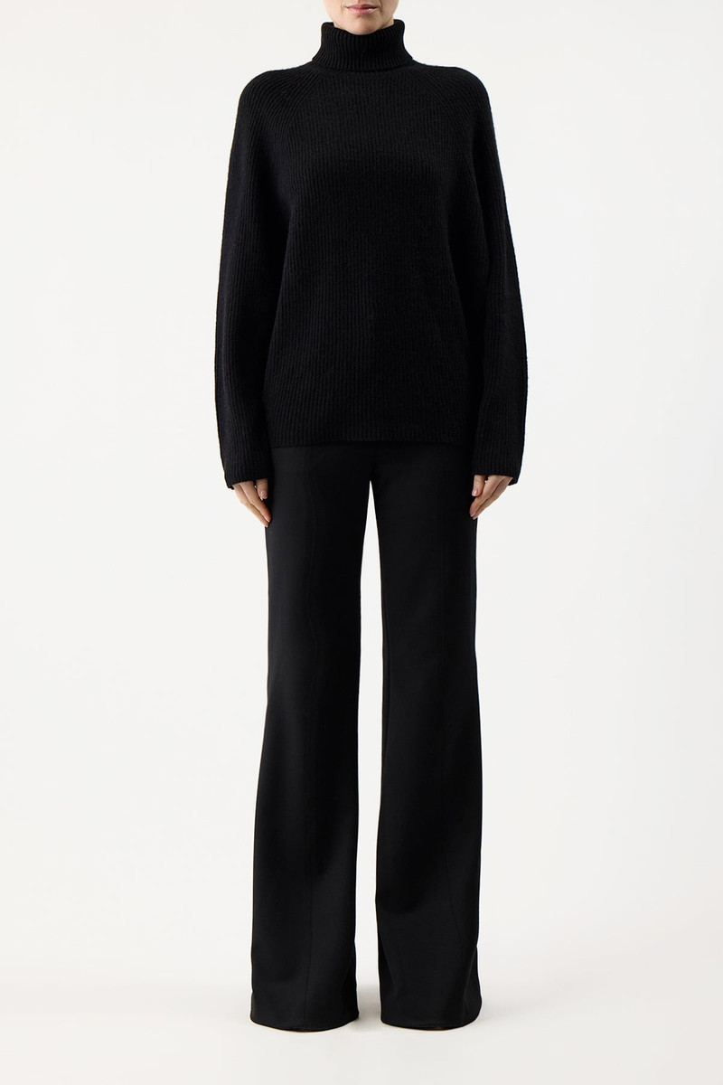 GABRIELA HEARST Wigman Knit Turtleneck Sweater in Black Cashmere outlook