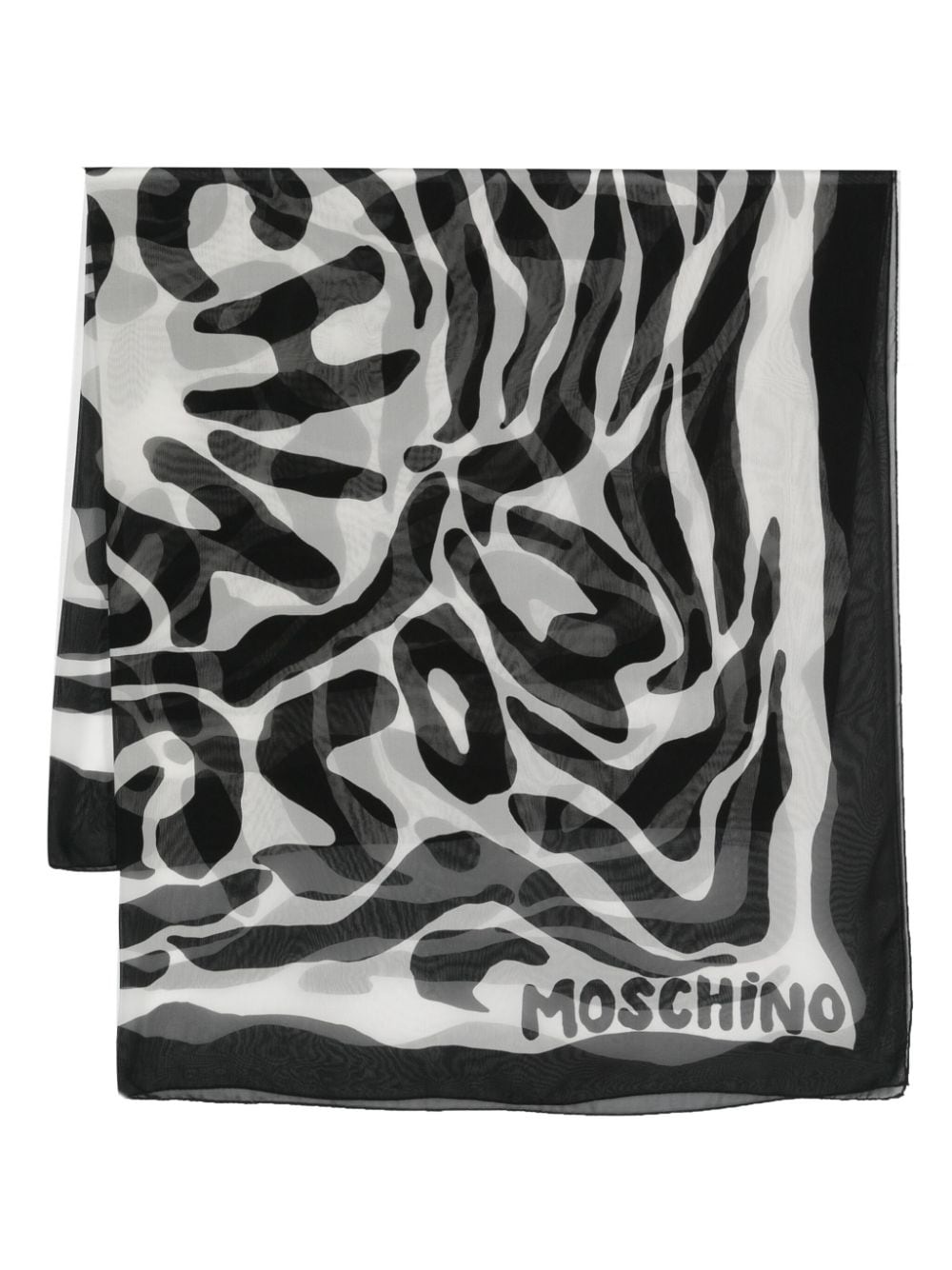 zebra-print silk scarf - 1