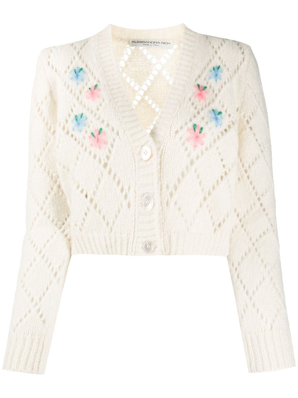 embroidered pointelle knit cardigan - 1