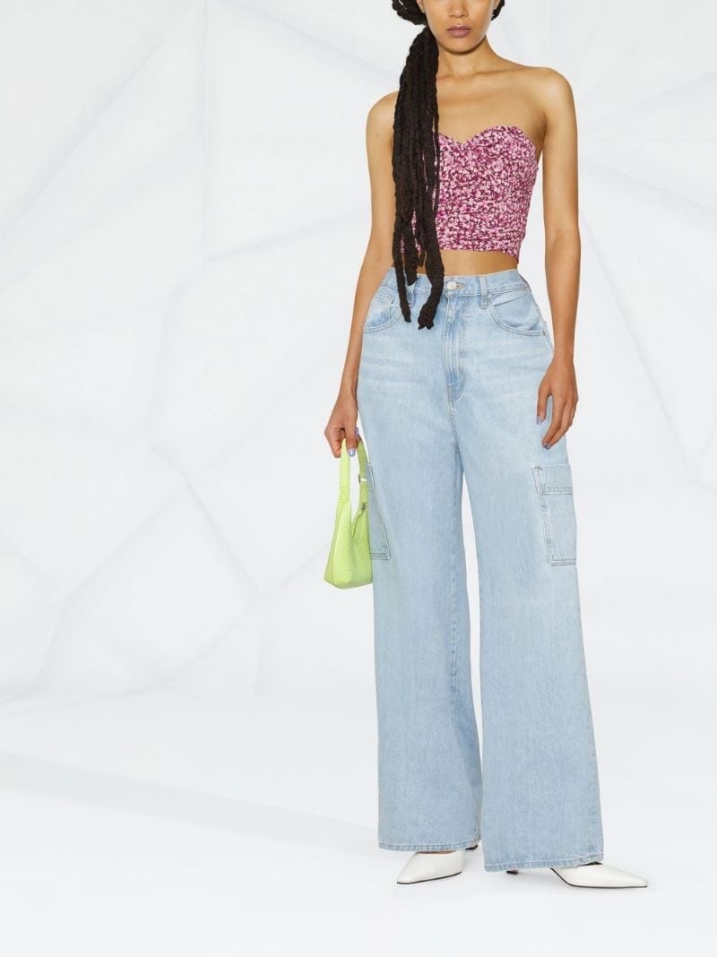 floral-print bustier top - 2