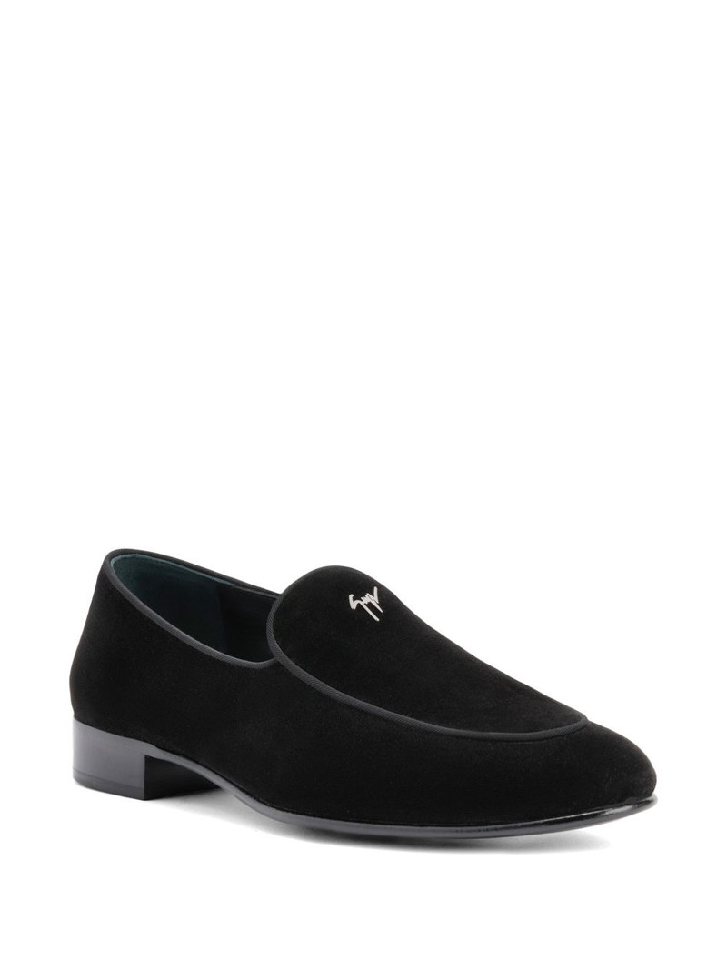 Giuseppe Zanotti Berth metal logo velvet loafers outlook
