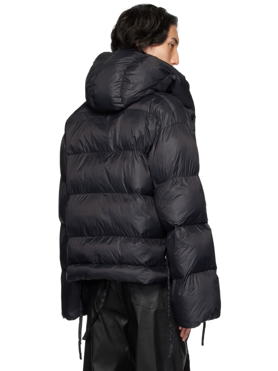 Black Hooded Puffer Jacket - 3