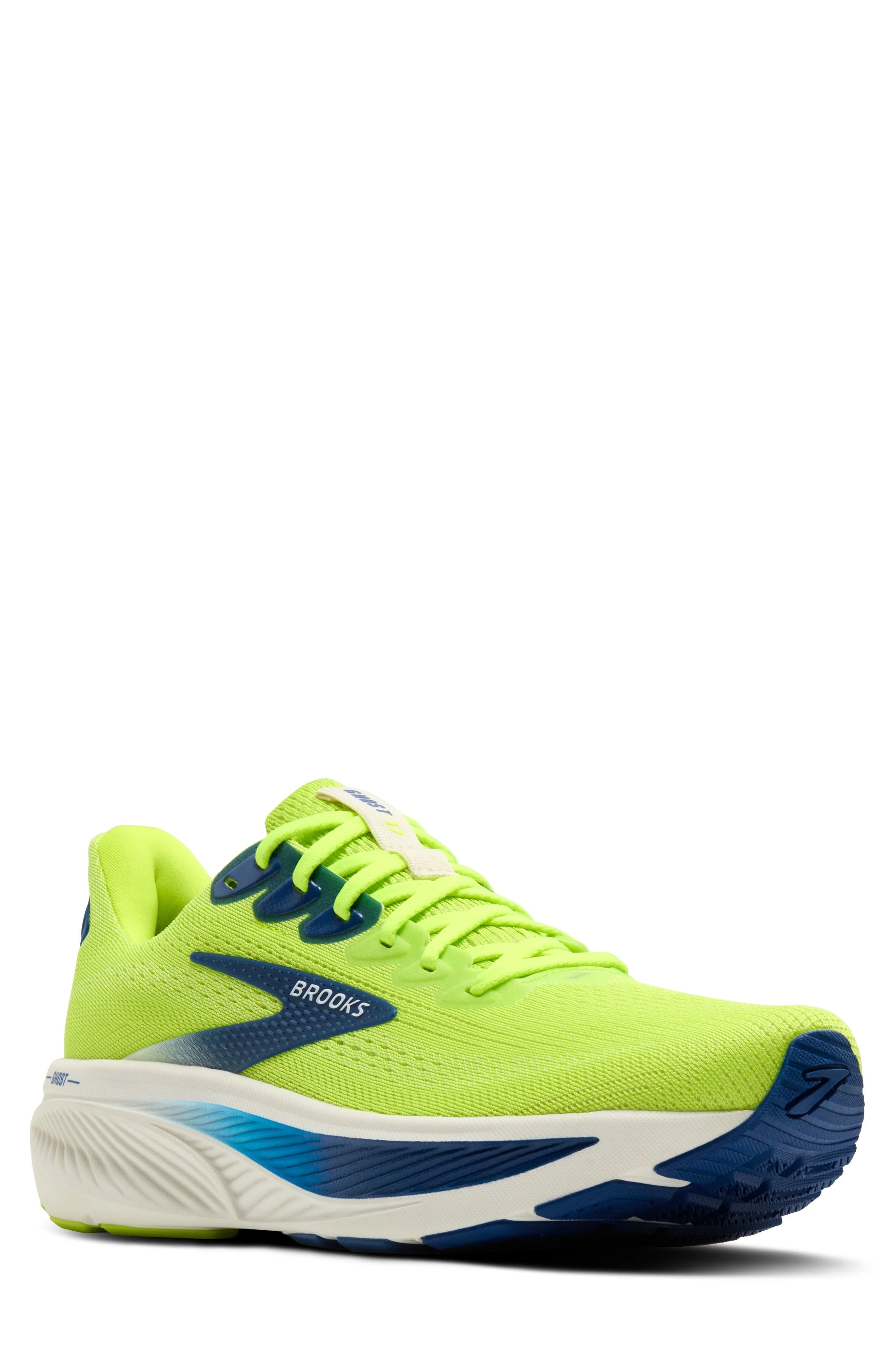 Brooks Ghost 17 Running Shoe in Acid Lime/Navy/White at Nordstrom - 1