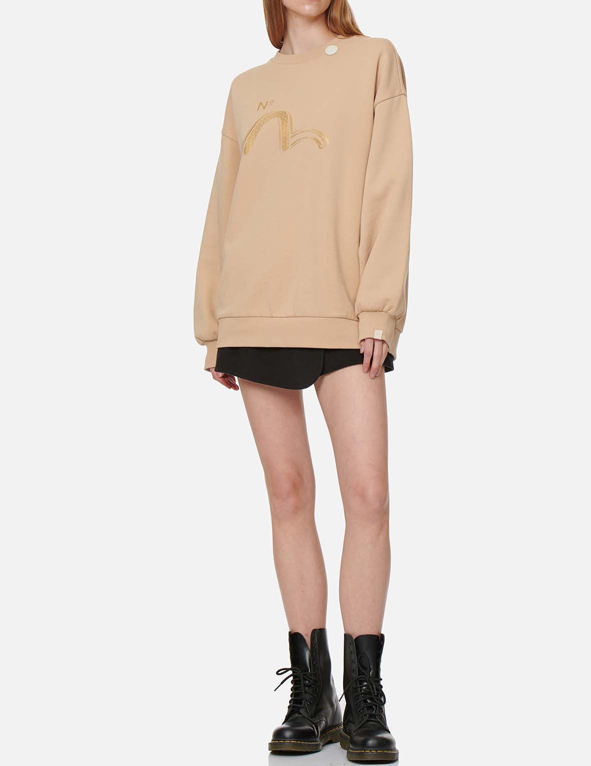 Sashiko Seagull and Kamon Print Oversize Sweatshirt - 6