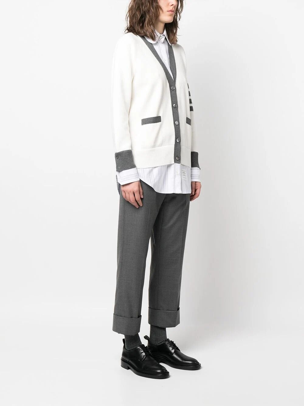 Milano stitch oxford shirt cardigan combo - 3