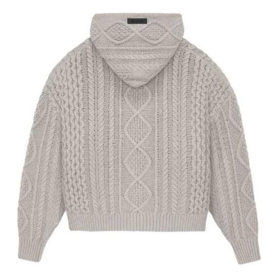Fear of God Essentials FW23 Cable Knit Hoodie 'Silver Cloud' 192BT234392F - 2