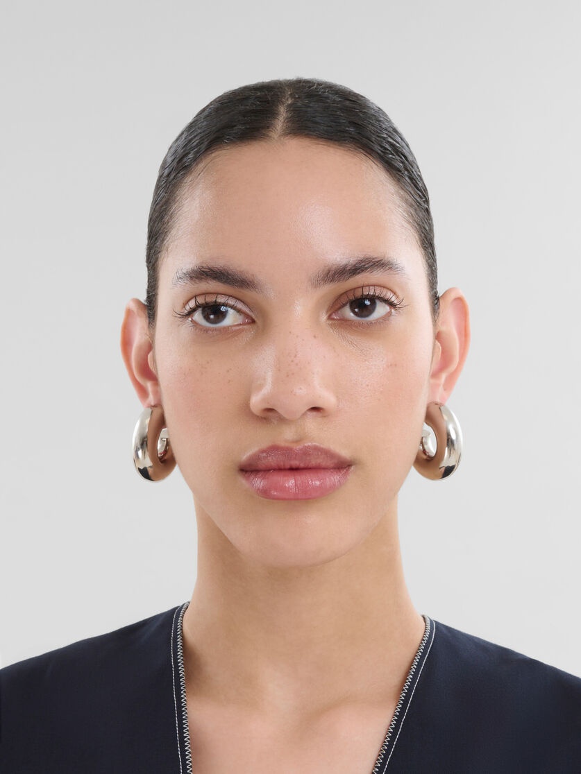 SILVER TUBE EARRINGS WITH RHINSTONE MARNI LOGO - 2
