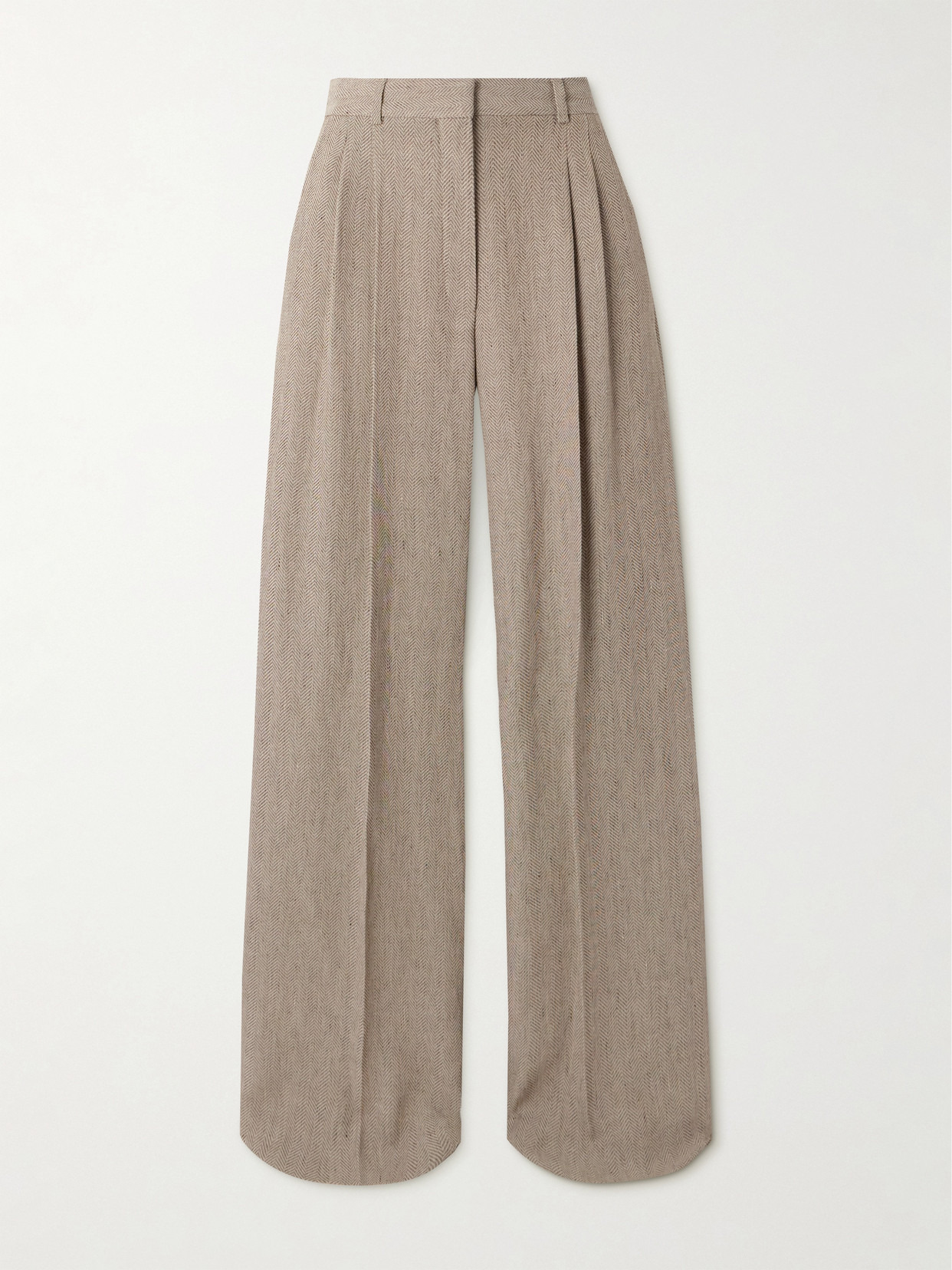 Nyack Pleated Herringbone Linen Wide-leg Pants - 1