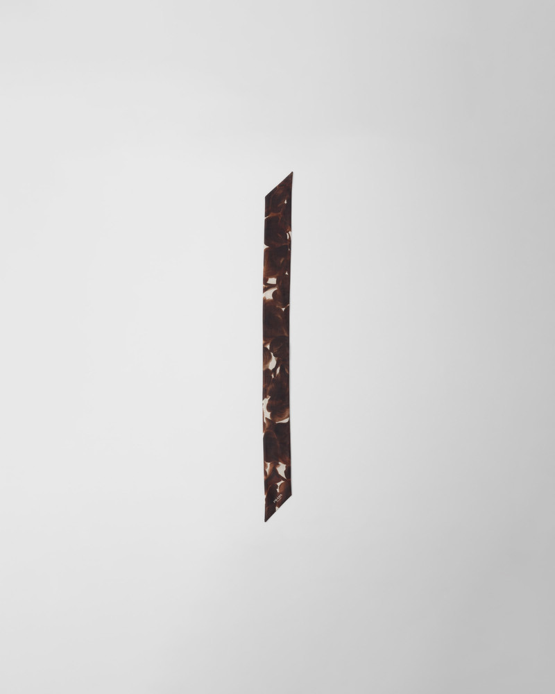 Printed silk shantung skinny scarf 3