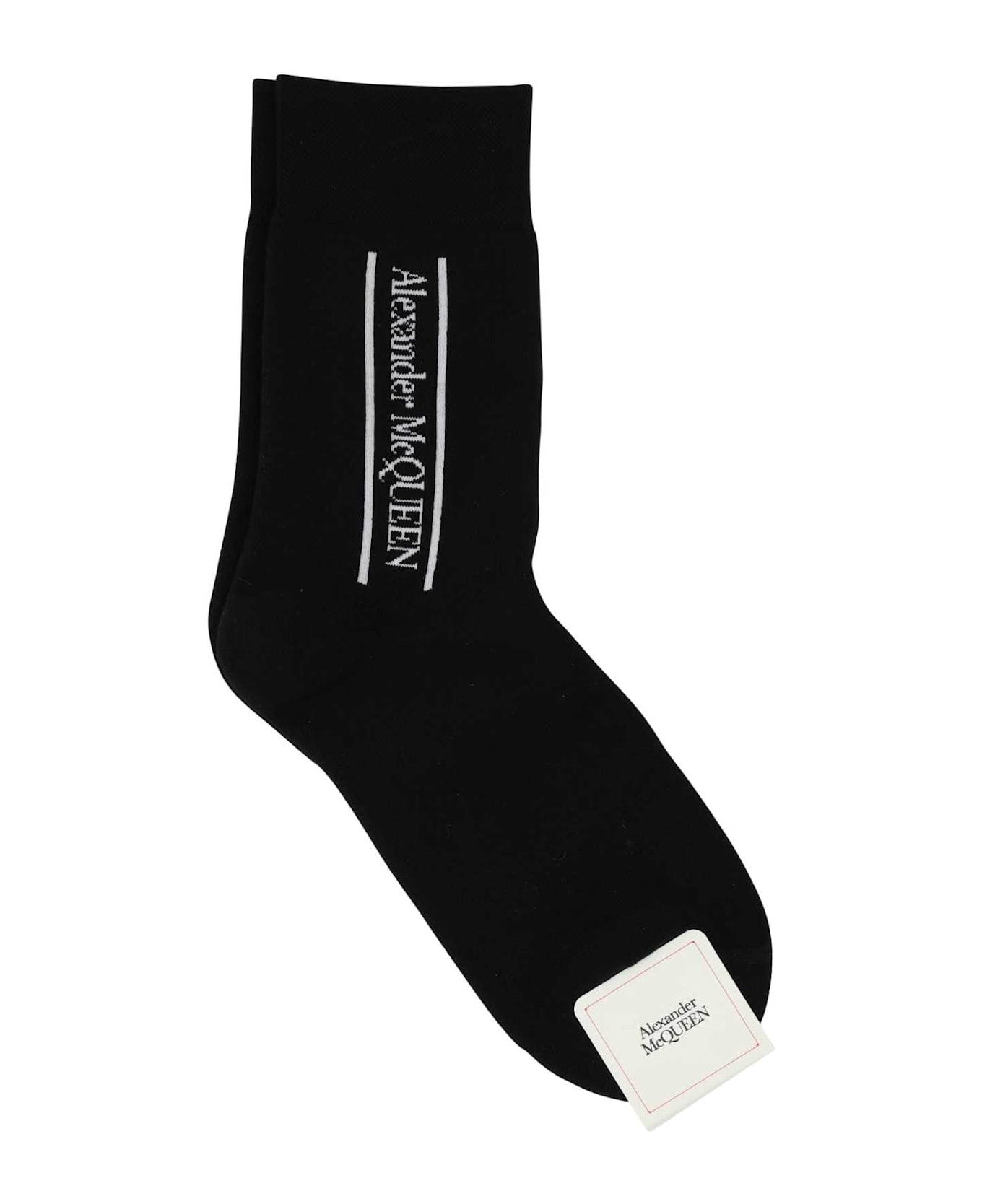 Black Stretch Cotton Blend Socks - 1