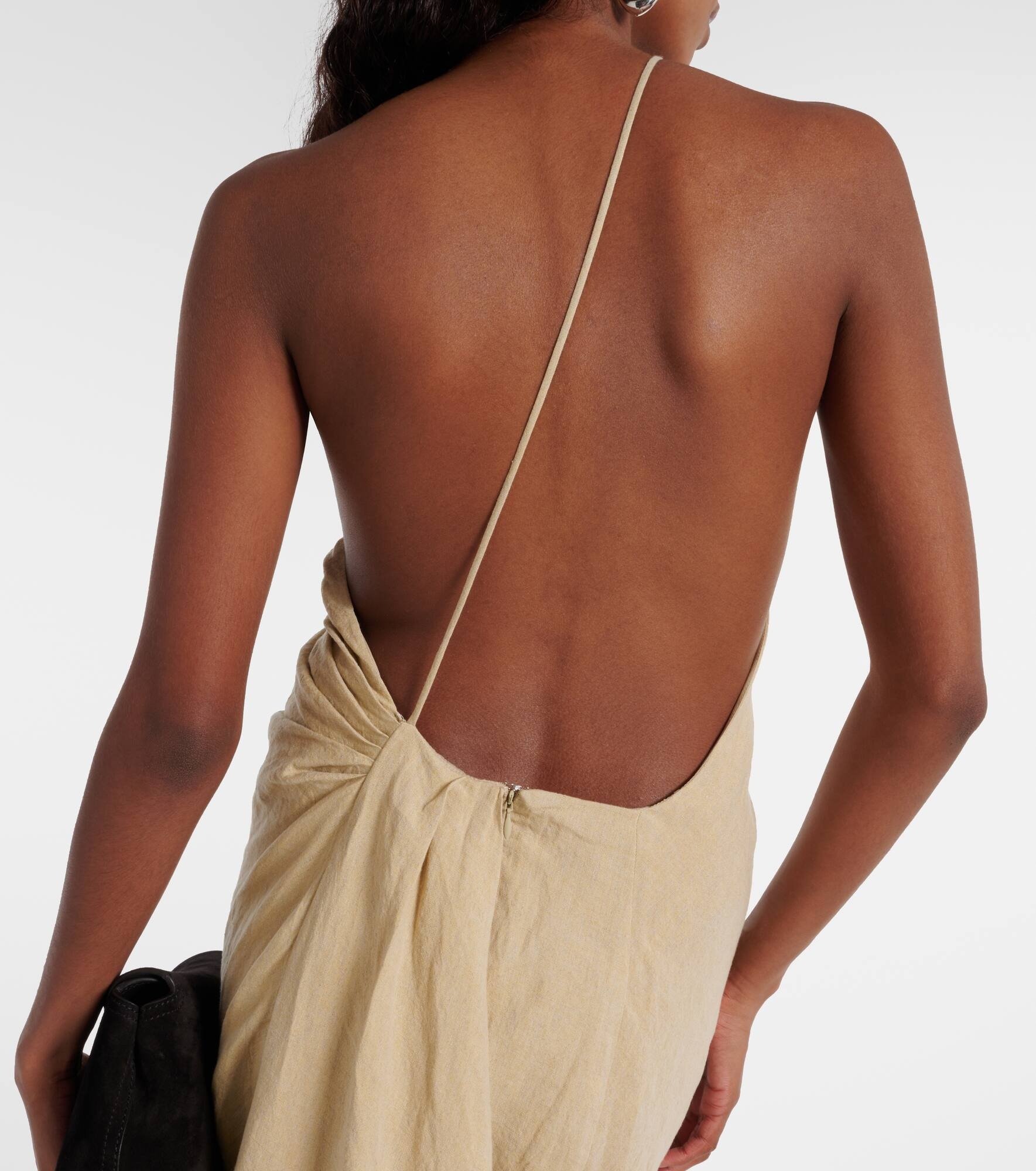 Riya draped linen maxi dress - 6