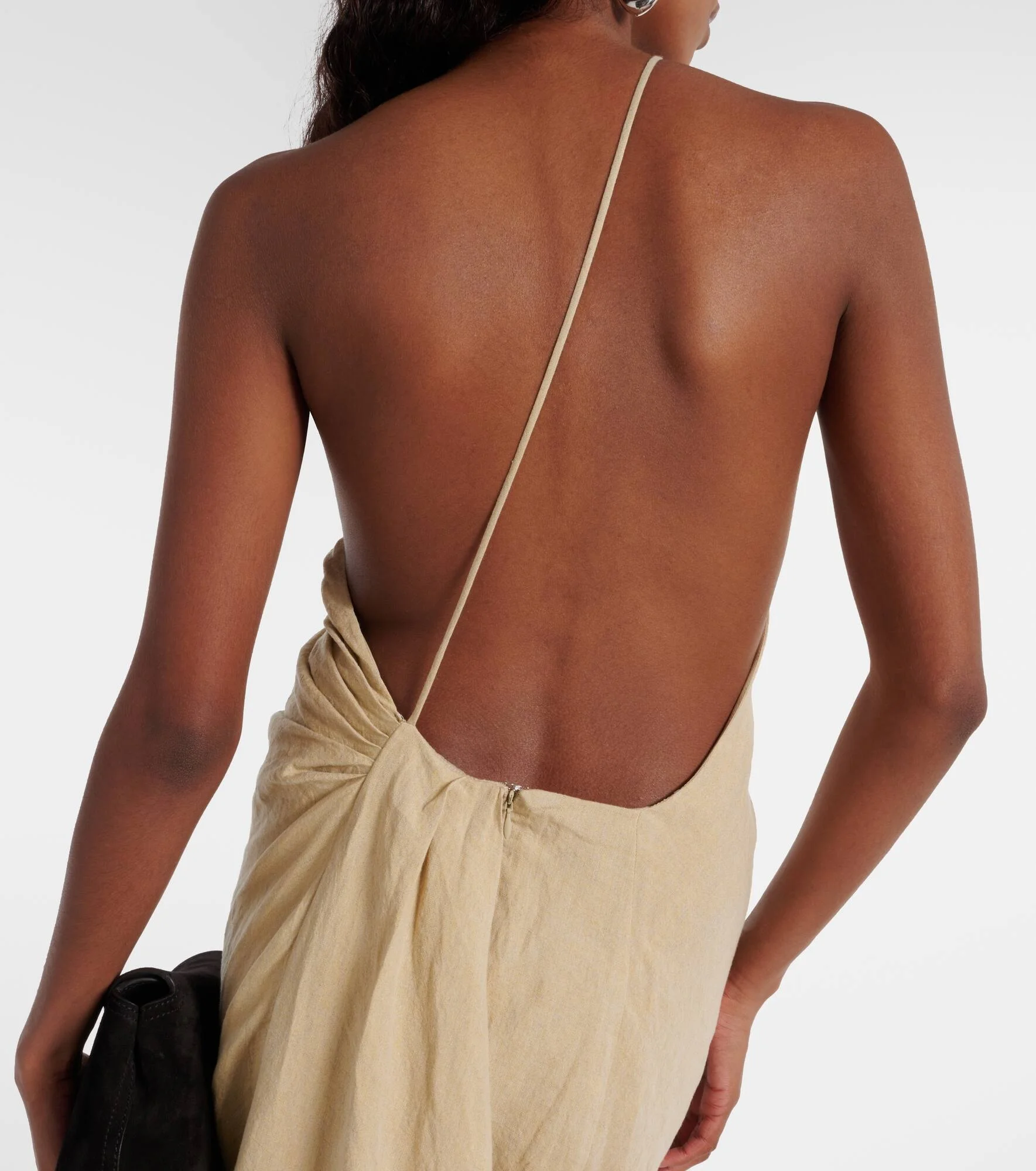 Riya Draped Linen Maxi Dress