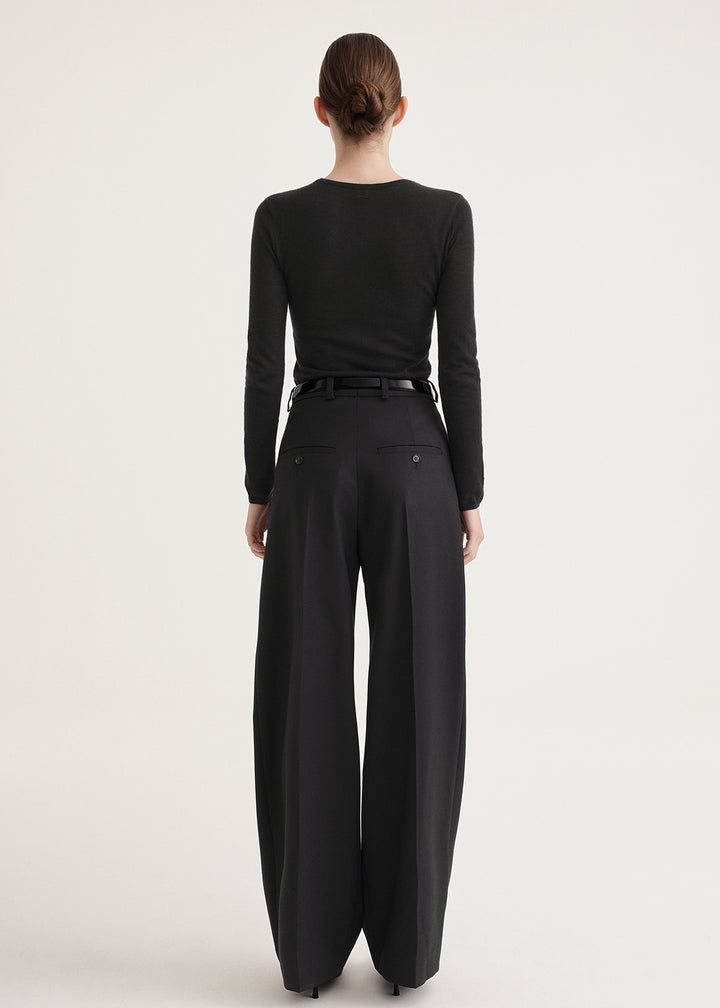 Deep pleat straight trousers black - 3