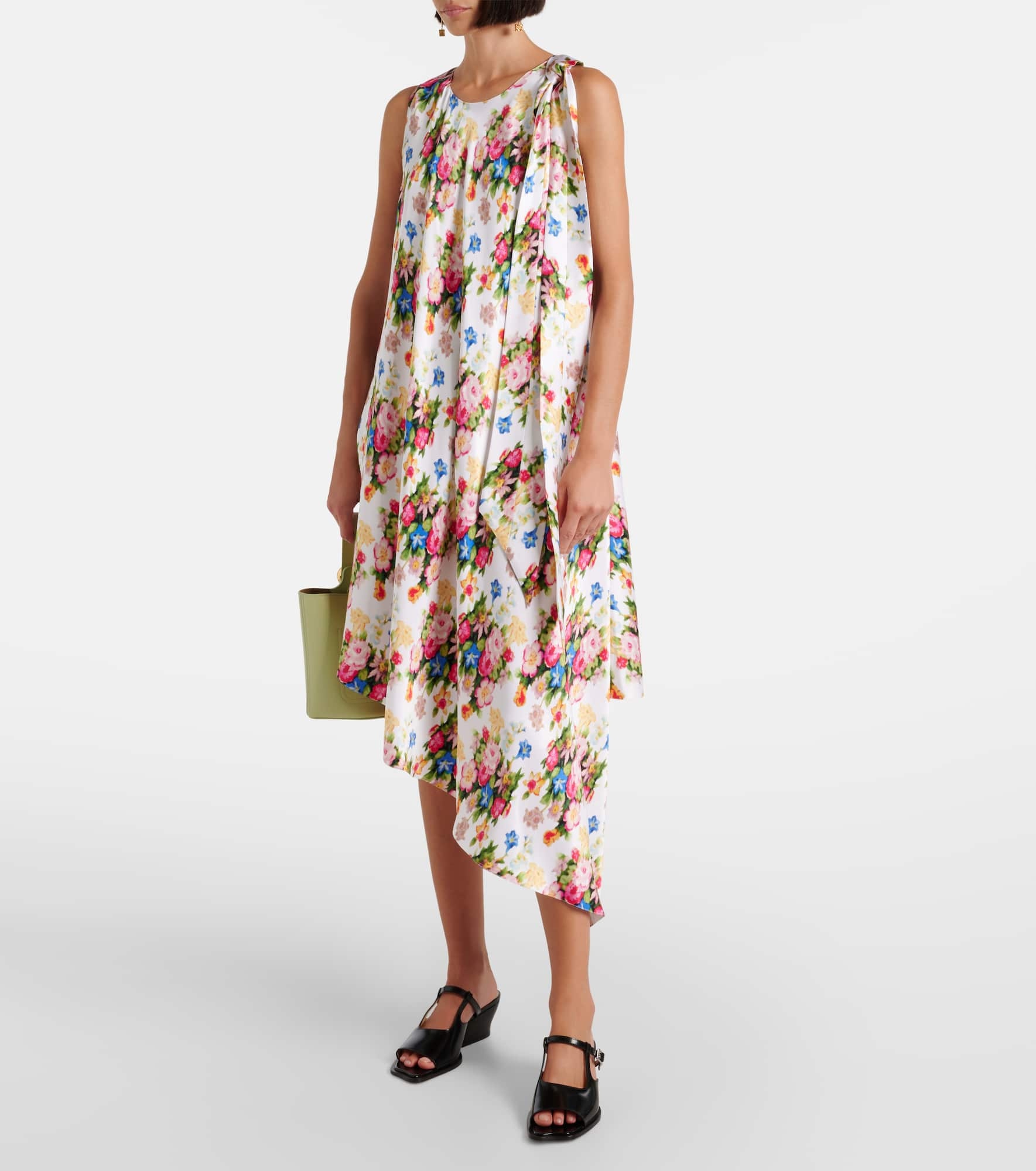 Floral ruffled silk midi dress - 2