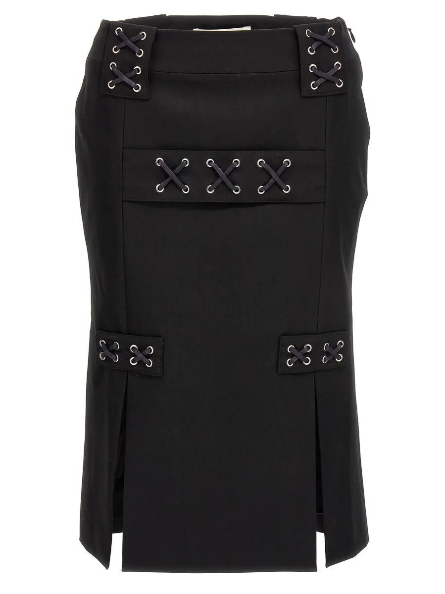 ALESSANDRA RICH LACE-UP SKIRT - 1