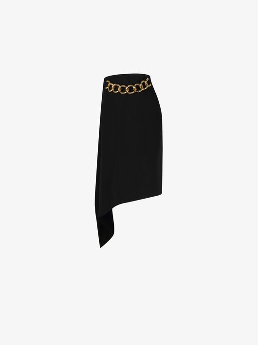 DRAPÉ MINI SKIRT IN GRAIN DE POUDRE WITH CHAIN - 3