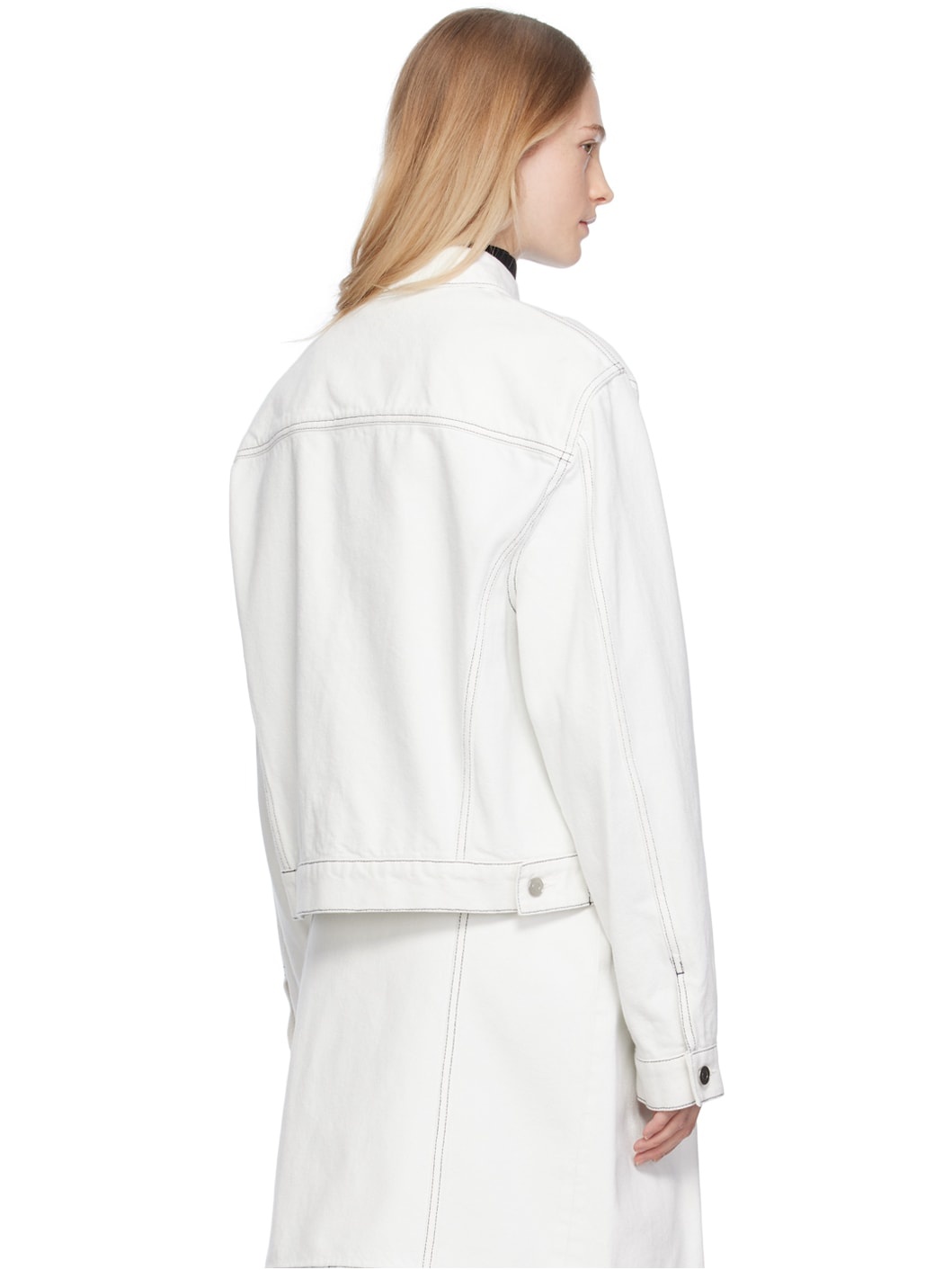 White Tucked Denim Jacket - 3
