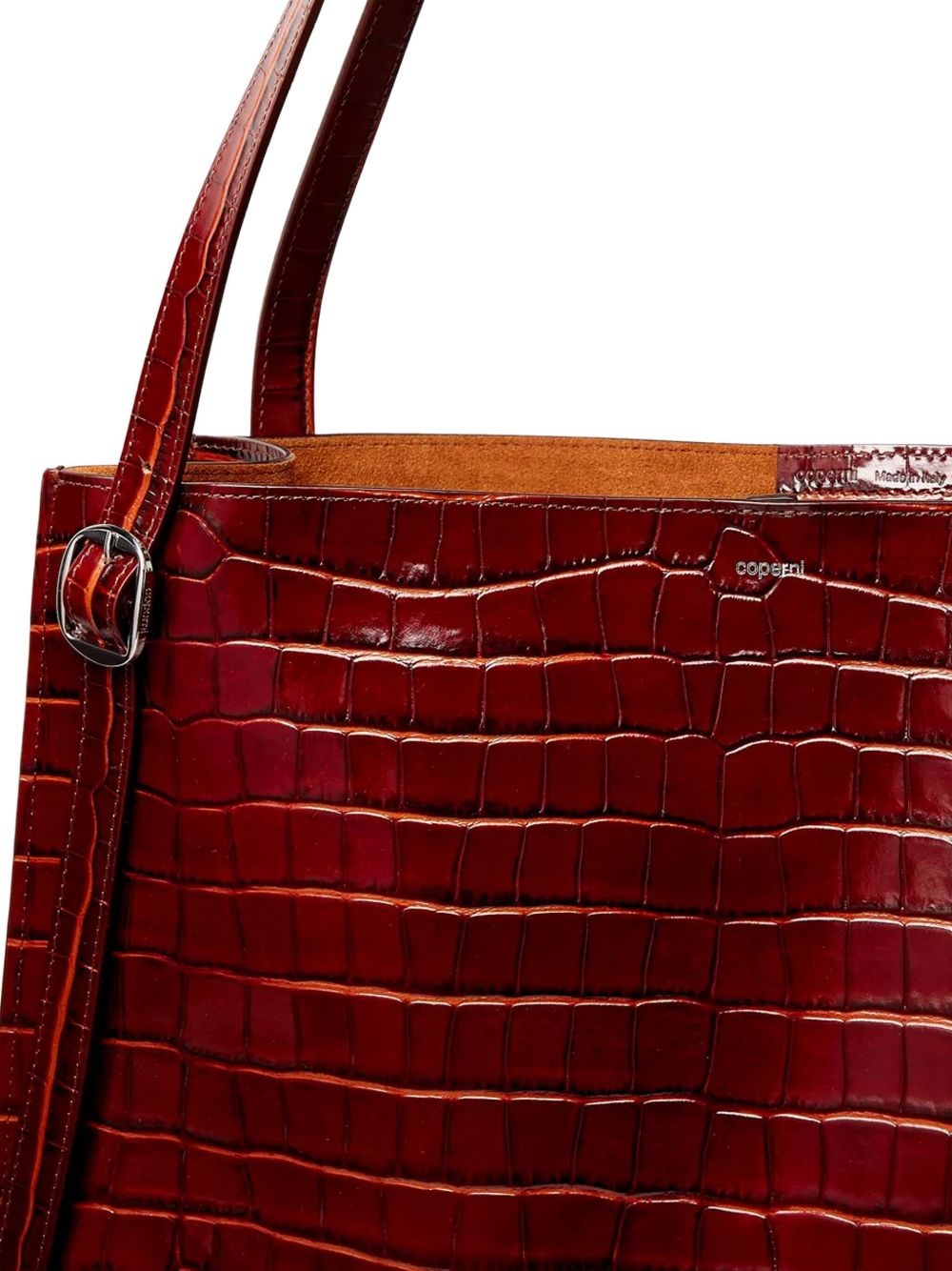 Belt crocodile-effect tote bag - 4
