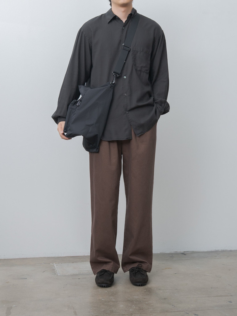 Cotton Silk Twill Garment-dyed Loose Shirt - Carbon 9