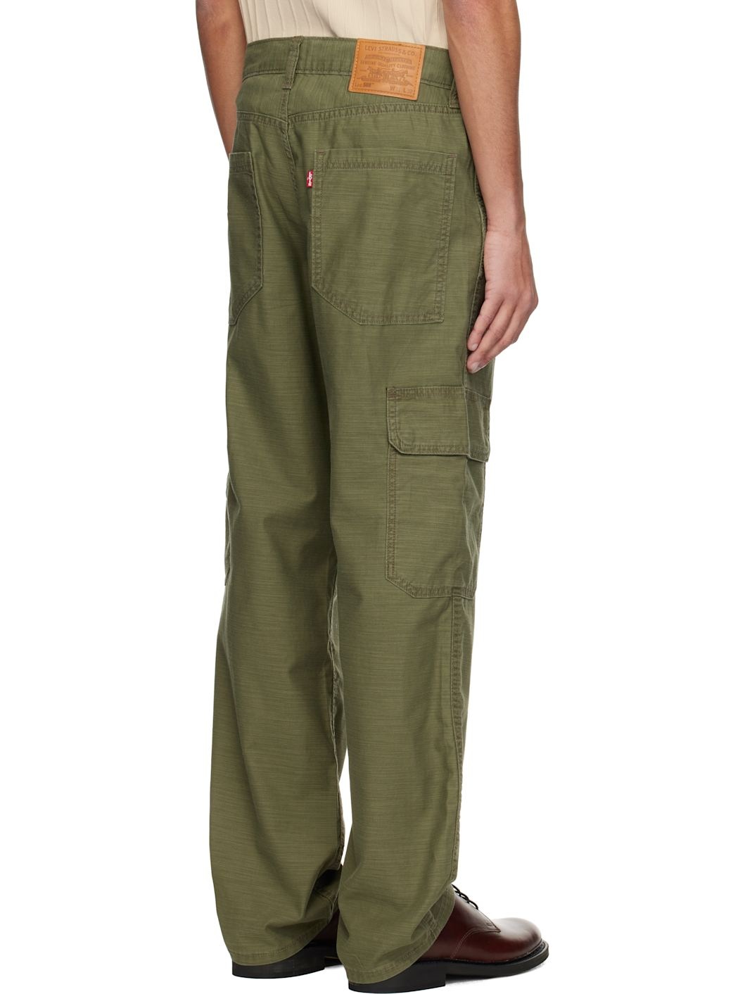 Green 568 Loose Straight Cargo Pants - 3