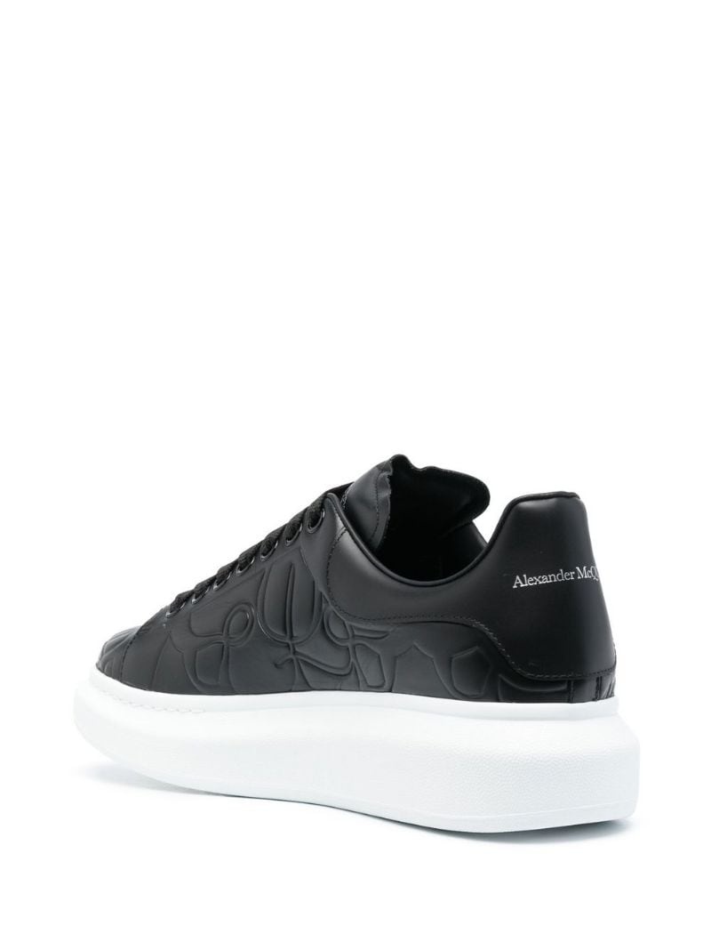 debossed logo leather trainers - 3