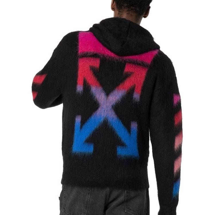 Men's Off-White Nylon Hooded Zipper Knit Black OMHA073E19B020241088 - 4