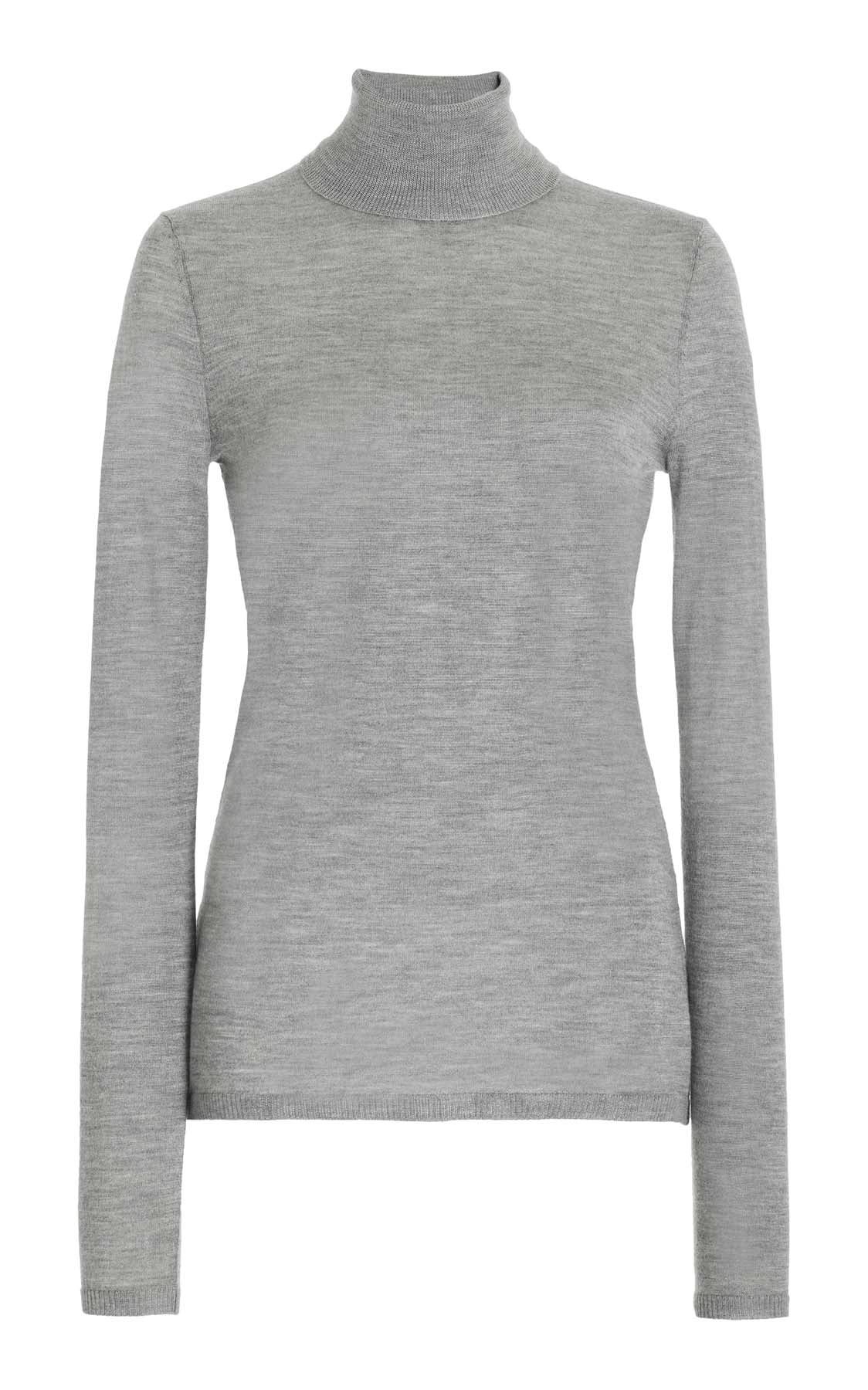 Costa Turtleneck in Grey Silk Cashmere - 1