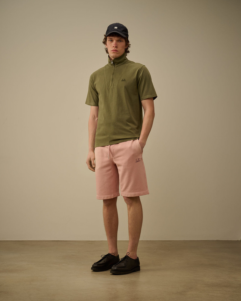 C.P. Company Cotton Diagonal Fleece Logo Shorts outlook
