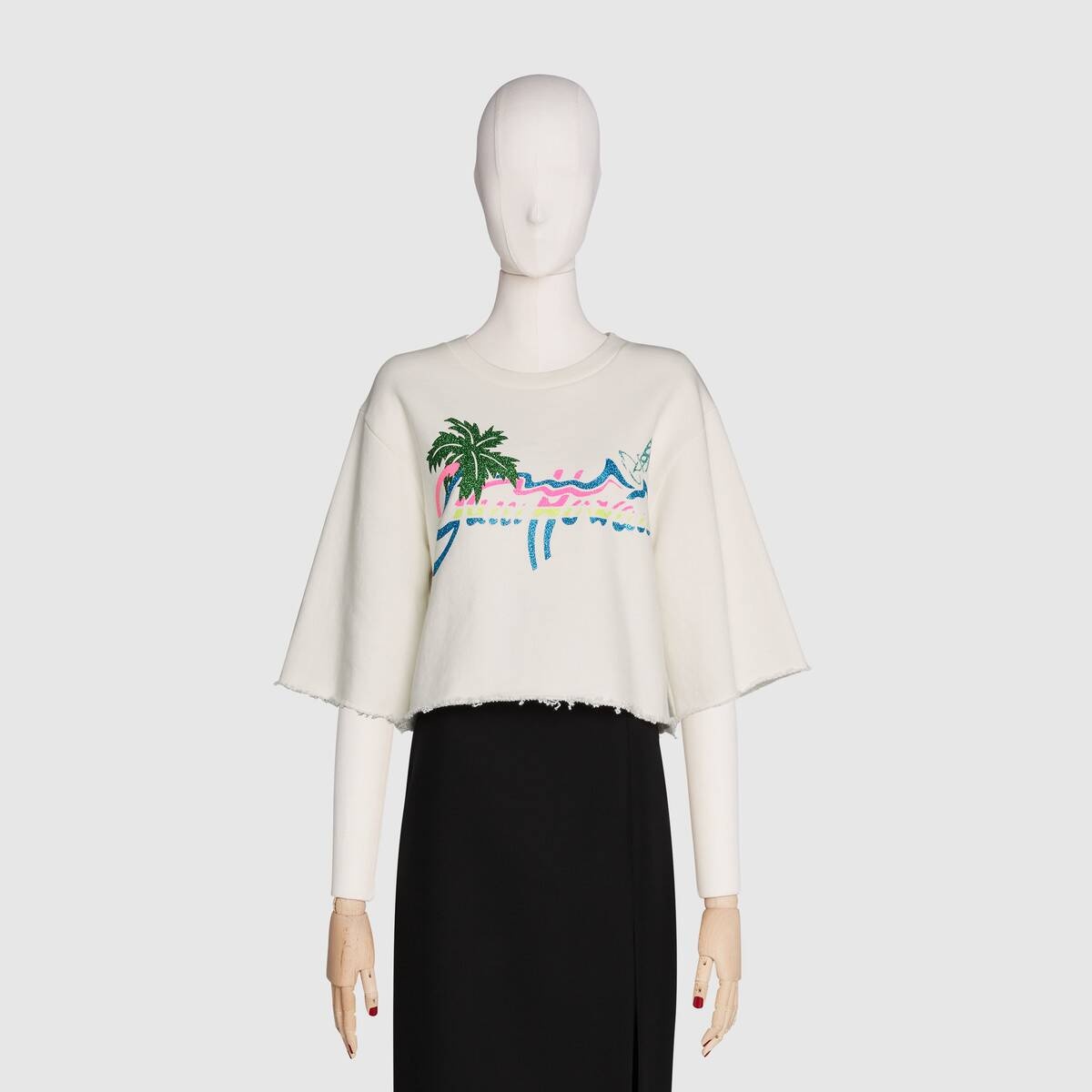 "Gucci Hawaii" print cropped sweatshirt - 3