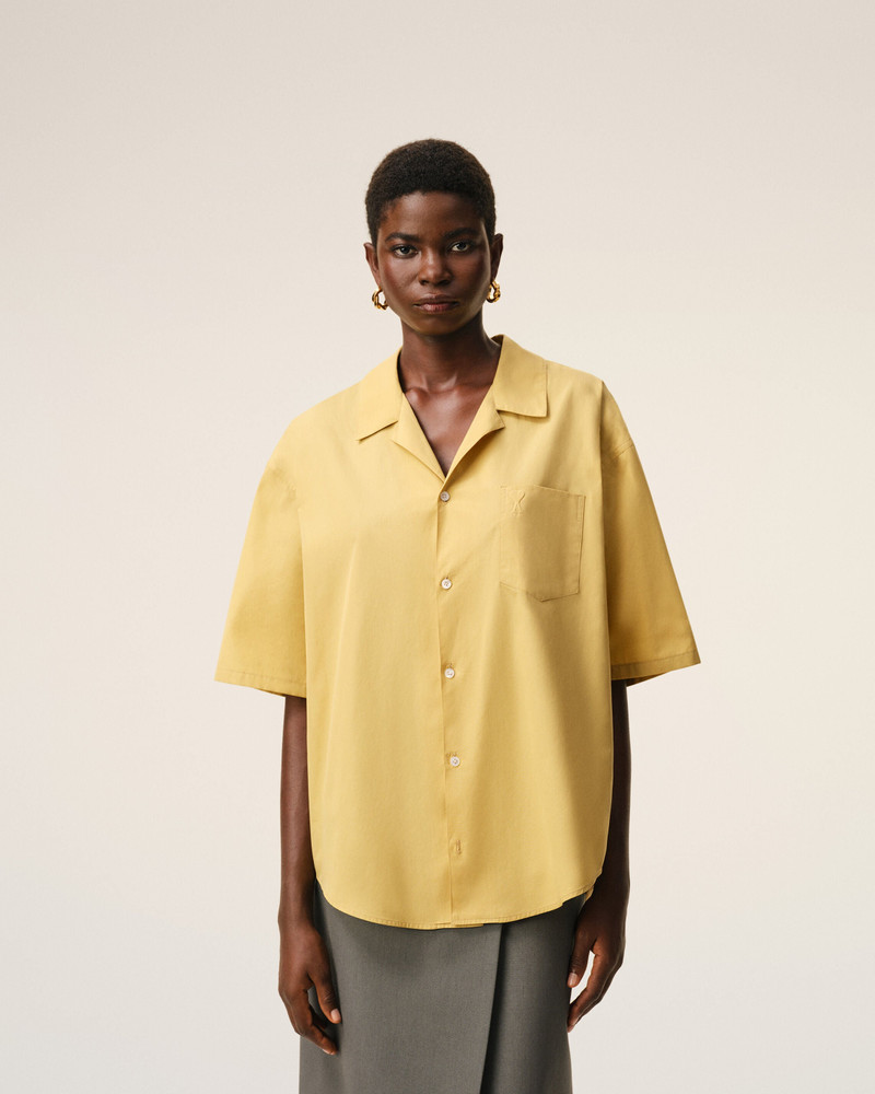 YELLOW COTTON SHORT SLEEVE CAMP COLLAR BOXY SHIRT 3